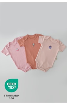 Luppinos Candy 3lü %100 Pamuk Nakışlı Bebek Body Set Açık Pembe - Krem Luppinos Candy 3lü %100 Pamuk Nakışlı Bebek Body Set Açık Pembe - Krem