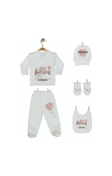 Pia Baby Gl 1927-05 İsme Özel Beşli Zıbın Set Krem Pia Baby Gl 1927-05 İsme Özel Beşli Zıbın Set Krem
