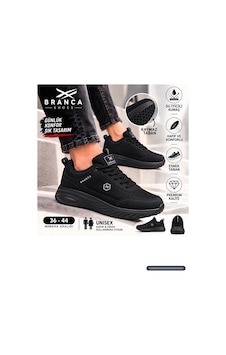 Branca Unisex Erkek Kadın Yarı Ortapedik Günlük Spor Sneaker Yürüyüş Outdoor Ayakkabı Siyah Branca Unisex Erkek Kadın Yarı Ortapedik Günlük Spor Sneaker Yürüyüş Outdoor Ayakkabı Siyah