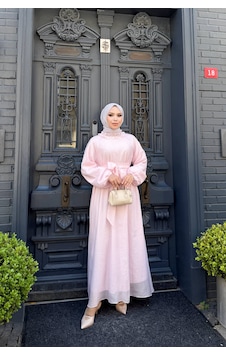 Cgx İnci Detaylı Tesettür Elbise Açık Pembe Cgx İnci Detaylı Tesettür Elbise Açık Pembe