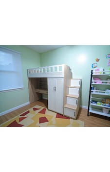 Rüya Komple Mdf Membran Çalışma Masalı Dolaplı Ranza Meşe Beyaz 190 x 90 Rüya Komple Mdf Membran Çalışma Masalı Dolaplı Ranza Meşe Beyaz 190 x 90