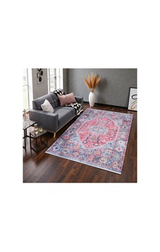Kırmızı Mavi Oryantal Kilim Vintage Desenli, Kaymaz Taban, Yıkanabilir, Antialerjik Mavi Mavi Kırmızı Mavi Oryantal Kilim Vintage Desenli, Kaymaz Taban, Yıkanabilir, Antialerjik Mavi Mavi