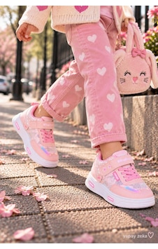 Mini Bonito Unisex Çocuk Sneaker Işıklı Tabanlı Günlük Spor Ayakkabı 26-30 Numara Arası Işıklı Pembe