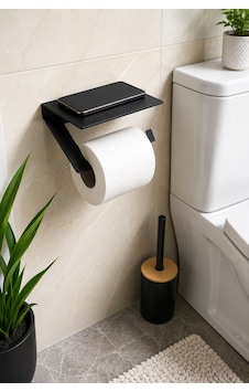 Dekoratif Metal Tuvalet Kağıtlığı Duvara Monte Wc Kağıtlık Ve Banyo Rafı Siyah Tuvalet Kağıdı Tutucu Siyah Kagıtlık