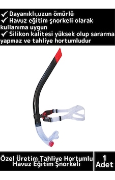 Premium Dayanıklıl Yüksek Silikon Kaliteli Tahliye Hortumlu Siyah Önden Dalış Havuz Eğitim Şnorkeli Çok Renkli