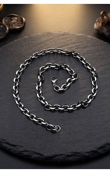 Paslanmaz Çelik Gemici Model Erkek Kolye Zincir 8mm 902939 Gümüş Paslanmaz Çelik Gemici Model Erkek Kolye Zincir 8mm 902939 Gümüş