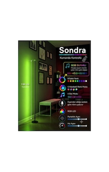 Sondra -sese Ve Müziğe Duyarlı - Kumandalı -oda Aydınlatma Sistemi Full Rgb- Çok Özellik 150 Cm Siyah