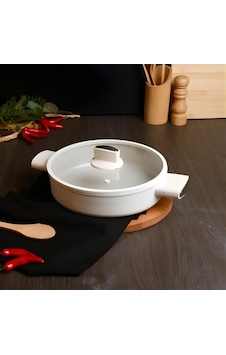 Belarıva 30 Cm Beyaz Sılıkon Saplı Basık Tencere Beyaz