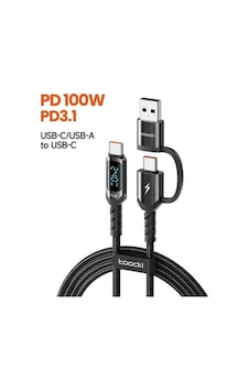 Toocki 240w 2'si 1 Arada Usb-a / Usb-c To Usb-c Hızlı Şarj Ve Veri Aktarım Kablosu 1 Metre Toocki 240w 2'si 1 Arada Usb-a / Usb-c To Usb-c Hızlı Şarj Ve Veri Aktarım Kablosu 1 Metre