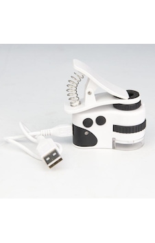 Profisher Mikroskop Büyüteç 50X Cam Lens Telefon Klipsli USB Şarjlı Led/UV