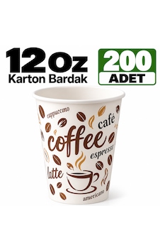 12 Oz Karton Bardak 200 Adet Tek Kullanımlık Kağıt Bardak Büyük Boy Kahve Çay İçecek Bardağı 12 Oz Karton Bardak 200 Adet Tek Kullanımlık Kağıt Bardak Büyük Boy Kahve Çay İçecek Bardağı
