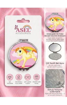 Sevimli Karakter Ve Unicorn Tasarımlı Çift Taraflı Katlanabilir Metal Cep Aynası - 9 Farklı Model Ab Rengi Sevimli Karakter Ve Unicorn Tasarımlı Çift Taraflı Katlanabilir Metal Cep Aynası - 9 Farklı Model Ab Rengi