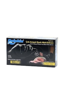 Dolphin Çok Amaçlı Pudrasız Siyah Nitril Eldiven Küçük S - 100'lü 16 X 27 Dolphin Çok Amaçlı Pudrasız Siyah Nitril Eldiven Küçük S - 100'lü 16 X 27
