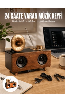 Çalar Radyo Müzik Kutusu Nostaljik Hoparlör Speaker
