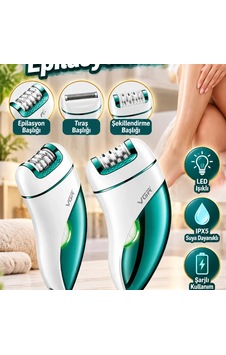 Vgr 3'ü 1 Arada Epilatör Tıraş Ve Şekillendirme Başlıklı, Led Işıklı, Ipx5 Vgr 3'ü 1 Arada Epilatör Tıraş Ve Şekillendirme Başlıklı, Led Işıklı, Ipx5