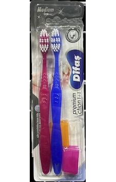 Difaş Premium Action Kapaklı Diş Fırçası Medium 1+1 Difaş Premium Action Kapaklı Diş Fırçası Medium 1+1
