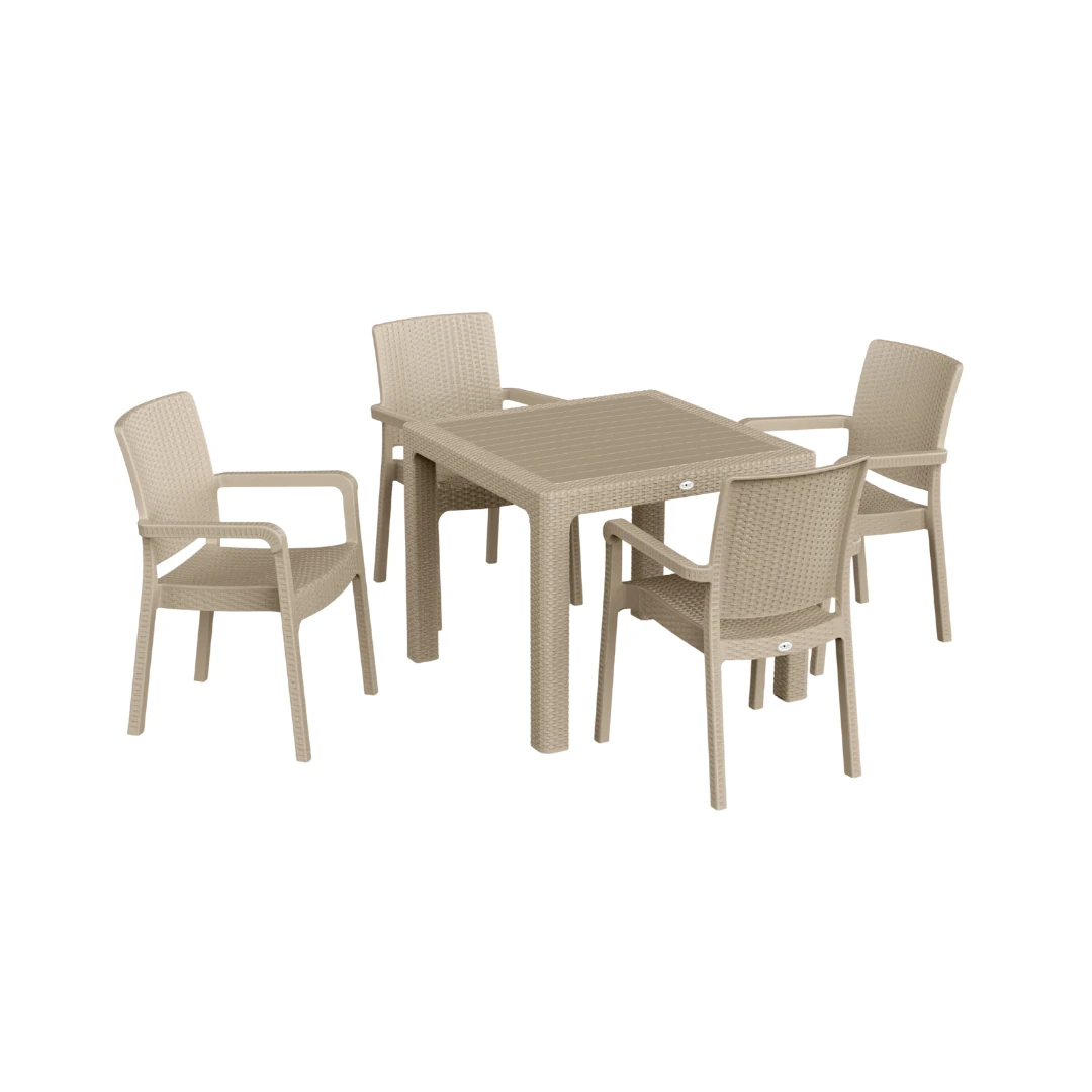 Hilton 90x90 Camsız Masa Takımı Cappucino Hilton 90x90 Camsız Masa Takımı Cappucino