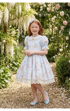 Pamina Kids Pamina Kız Çocuk Taç Tokalı Çiçekli Elbise Mavi 36374 Pamina Kids Pamina Kız Çocuk Taç Tokalı Çiçekli Elbise Mavi 36374