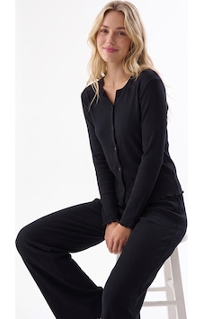 Nbb Siyah Noir Fitilli Önden Düğmeli Kaşkorse Pijama Takım