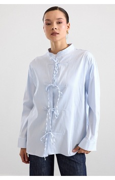 Olcay Bağcık Detaylı Çizgili Gömlek Mavi 9476 Olcay Bağcık Detaylı Çizgili Gömlek Mavi 9476