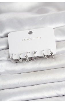 Pirinç Botega Model Kadın Küpe Seti Gümüş Renk Renkli Pirinç Botega Model Kadın Küpe Seti Gümüş Renk Renkli