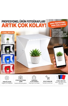Triline 20x20 Cm Led Işıklı Mini Ürün Fotoğraf Çekim Çadırı 4 Renk Fonlu Taşınabilir Stüdyo Beyaz Triline 20x20 Cm Led Işıklı Mini Ürün Fotoğraf Çekim Çadırı 4 Renk Fonlu Taşınabilir Stüdyo Beyaz