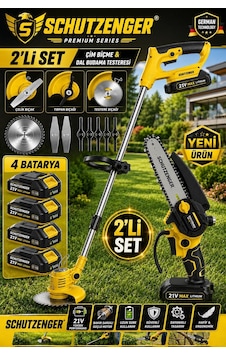 Schutzenger 2011C 4 Akülü Set Şarjlı Ot Çim Biçme Makinesi Tırpan Ve Şarjlı Dal Budama Testeresi 15cm Pala Otomatik Yağlamalı Sarı Schutzenger 2011C 4 Akülü Set Şarjlı Ot Çim Biçme Makinesi Tırpan Ve Şarjlı Dal Budama Testeresi 15cm Pala Otomatik Yağlamalı Sarı