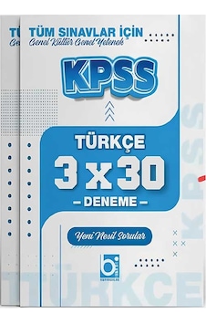2026 Kpss Tüm Sınavlar İçin Türkçe 3 X 30 Deneme Sınavı Bigelio Y
