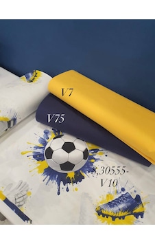 240 En Pamuk Futbol Desenli Nevresimlik Kumaş Paketi Lacivert