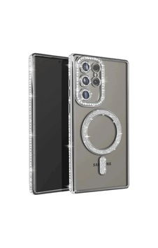 Samsung Galaxy Uyumlu S23 Ultra Joke Simli Magneticsafe - Kılıf - Gümüş Düz Renkli Samsung Galaxy Uyumlu S23 Ultra Joke Simli Magneticsafe - Kılıf - Gümüş Düz Renkli