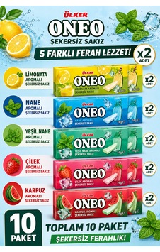 Oneo 10'lu Karışık Şekersiz Sakız Seti 5 Çeşit, 2'şer Paket