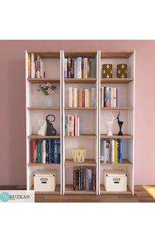 %100 mdf Beyaz-Atlantik Çam 3'lü Kitaplık %100 mdf Beyaz-Atlantik Çam 3'lü Kitaplık
