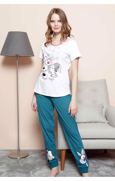 Vienetta Gri Melanj Kadın Kısa Kollu Etegi Oval Pijama Takım EDY1120 Gri Melanj Vienetta Gri Melanj Kadın Kısa Kollu Etegi Oval Pijama Takım EDY1120 Gri Melanj