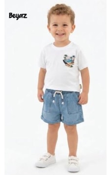 Trend Kids Trendebee Kids 2li Takım Penye Kotlu Hawaii Baskılı Beyaz Trend Kids Trendebee Kids 2li Takım Penye Kotlu Hawaii Baskılı Beyaz
