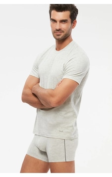 Kom Erkek Penye Likra Compact Kısa Kol 0-yaka T-shirt 2 Li Gri Kom Erkek Penye Likra Compact Kısa Kol 0-yaka T-shirt 2 Li Gri