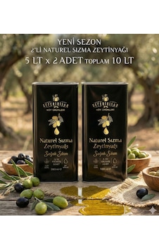 Naturel Sızma Zeytinyağı 10 Lt 2x5 Lt - Seferihisar Yeni Sezon Soğuk Sıkım