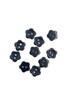 10 Adet 10 mm Çiçek Düğme Siyah 10 Adet 10 mm Çiçek Düğme Siyah