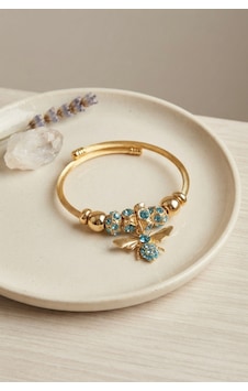 Mavi Arı Model Gold Renk Charm Bileklik Açık Mavi Mavi Arı Model Gold Renk Charm Bileklik Açık Mavi