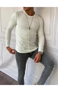 Modefendi Ön Detayı Çizgi Detaylı Pamuklu Sweatshırt Beyaz Modefendi Ön Detayı Çizgi Detaylı Pamuklu Sweatshırt Beyaz