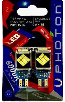 Unıversal T15 W16w 12-24v 24 Led Exclusıve Serie 2'li Blister - Photon Ph7015 B2 Unıversal T15 W16w 12-24v 24 Led Exclusıve Serie 2'li Blister - Photon Ph7015 B2