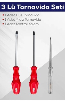 Buğz 3'lü Tornavida Seti Düz Tornavida + Yıldız Tornavida + Kontrol Kalemi Buğz 3'lü Tornavida Seti Düz Tornavida + Yıldız Tornavida + Kontrol Kalemi