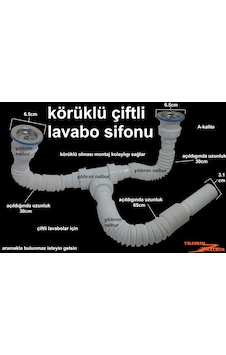 Çiftli Lavabo Sifonu Körüklü Sifon İki Kafalı Lavabo Borusu Pasla Çiftli Lavabo Sifonu Körüklü Sifon İki Kafalı Lavabo Borusu Pasla