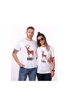 Tshirthane Hubby Wifey Geyik Sevgili Kombinleri Tshirt Kombini Beyaz Tshirthane Hubby Wifey Geyik Sevgili Kombinleri Tshirt Kombini Beyaz
