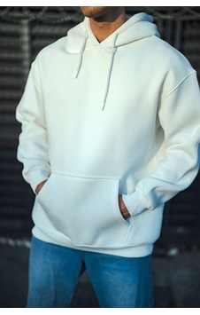 Zenna Tarz Üç İplik Penye Kapşonlu Basic Sweatshirt - Beyaz Zenna Tarz Üç İplik Penye Kapşonlu Basic Sweatshirt - Beyaz