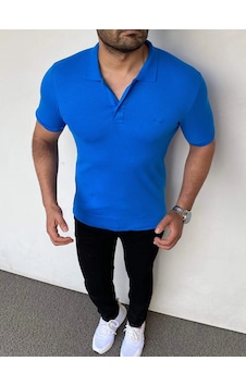 Modefendi Slim Fit Örme Polo Yaka Tshırt Turkuaz Modefendi Slim Fit Örme Polo Yaka Tshırt Turkuaz