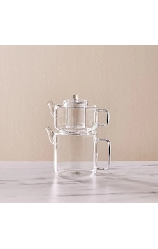 Borosilikat Cam Çaydalık Takımı 1,8+1,1 Litre Beyaz Borosilikat Cam Çaydalık Takımı 1,8+1,1 Litre Beyaz