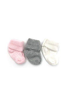 Bbs Kıvrık 3'lü Bebe Çorap 120 Pembe-gri Bbs Kıvrık 3'lü Bebe Çorap 120 Pembe-gri