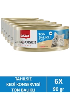 Jazzy Zero Grain Ton Balıklı Yetişkin Kedi Maması 6 x 90 G