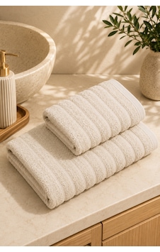 2'li Dalga Desenli Banyo Havlu Seti 70x140 Cm Banyo Havlusu + 50x90 Cm Baş Havlusu, Yumuşak Dokulu, Yüksek Su Emici Bej 2'li Dalga Desenli Banyo Havlu Seti 70x140 Cm Banyo Havlusu + 50x90 Cm Baş Havlusu, Yumuşak Dokulu, Yüksek Su Emici Bej