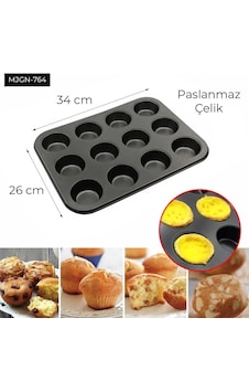 12 Gözlü Kek Kalıbı Siyah